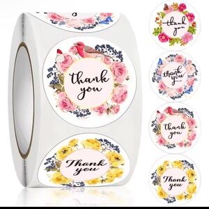 Floral Thank You Stickers Roll